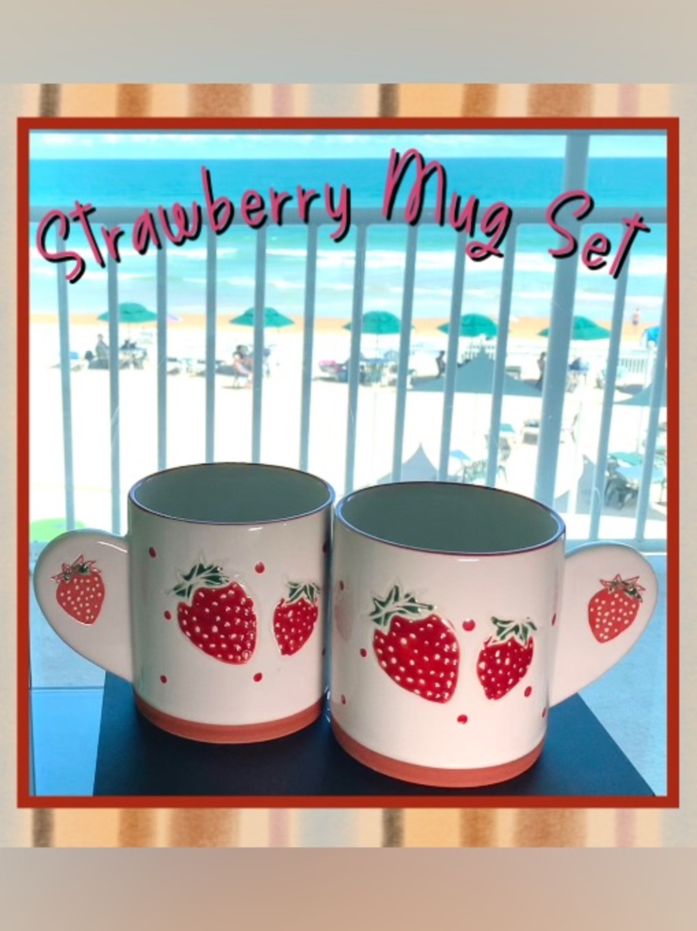 Strawberry Ceramic Mug Set